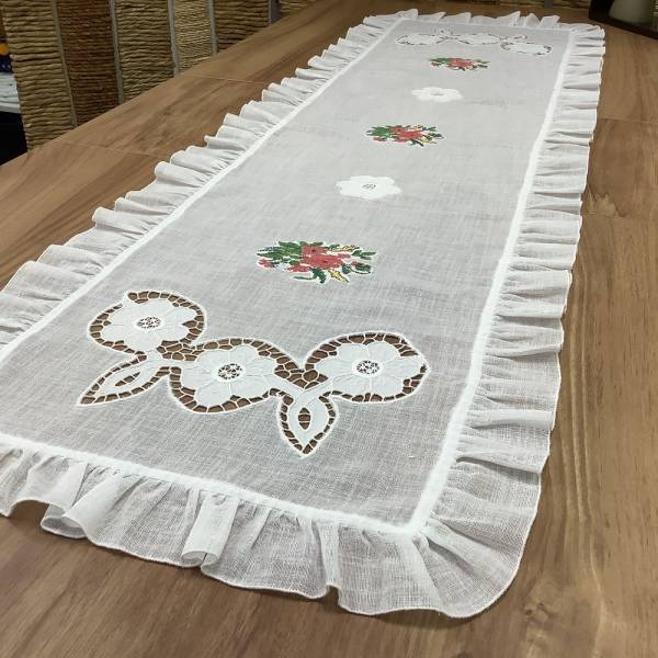 BEYAZ İŞLİ & KANEVİÇELİ RUNNER- 45*150 CM