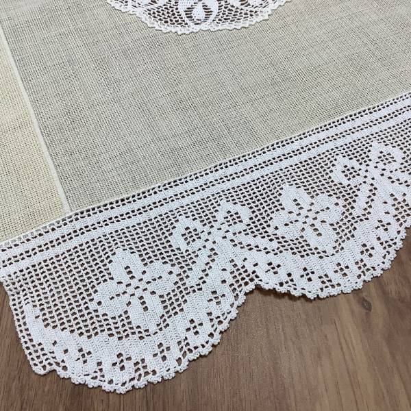 ORTASI YUVARLAK DANTEL DETAYLI AÇIK BEJ ZEMİN RUNNER - 45*130 CM