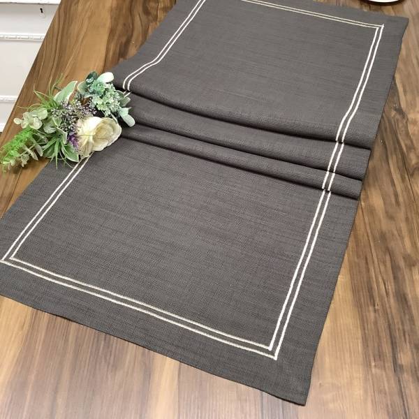 KOYU GRİ&KIRIK BEYAZ ÇİFT DİKİŞLİ RUNNER -45*150 CM