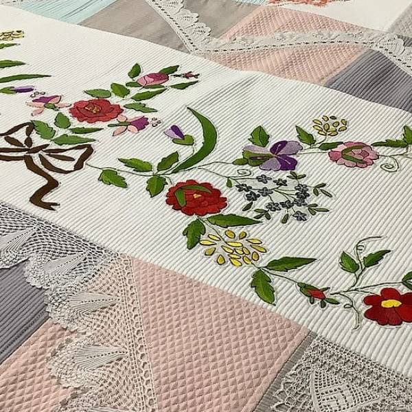 Kaneviçeli Patchwork Yatak Örtüsü - 3 parça